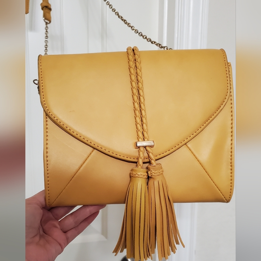Moda Luxe Yellow Tassel Crossbody Bag